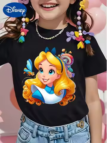 Disney Alice in Wonderland fairytale-themed children's T-shirt, a dreamy princess top for girls in s