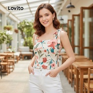 Lovito 女款波西米亚花卉系带背心 L128ED603