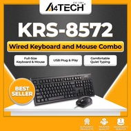 A4Tech KRS-8572 Wired USB Keyboard and Mouse Combo Kit, Full Size Desktop Set for PC Laptop