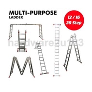 16 Steps (4.7m)/ 12 Steps (3.6m)/ 20Step Aluminum Multi-Purpose Foldable Ladder Multipurpose Folding Tangga Lipat 多功能楼梯