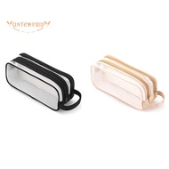 Grid Mesh Pencil Case 2 Compartment Pen Bags Clear Handheld Multifunction Pencil Pouch for Teen Stud