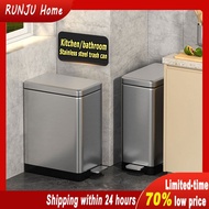 【In Stock】18L Stainless Steel Trash Bin Rubbish Bin Dustbin Kitchen Trash Can Lid Kitchen Trash Can 