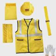 5PC Kids Construction Worker Costume Toddler Worker Career Dress Up Vest Maintenance Worker Playset