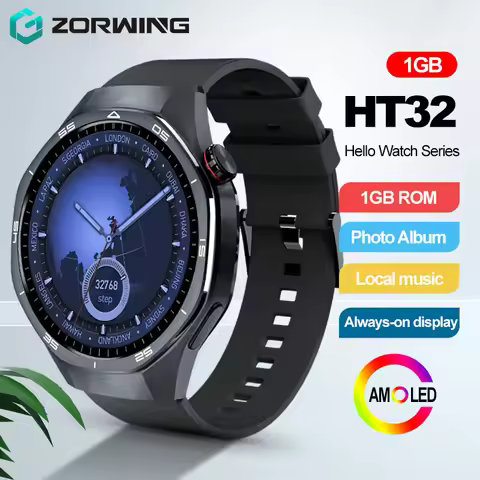 HT32 Smart Watch AMOLED Men Watch 5 Pro NFC Compass 1GB ROM Local Music Album E-Book Heart Rate Spor