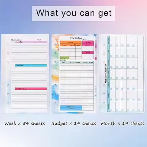 A6 Budget Planner Refill 82 Sheets Monthly Weekly Planner Notepad 6 Hole for A6 Binder Cover Save AJ
