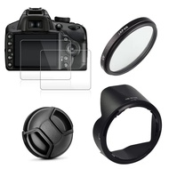 55mm UV Filter HB-N106 Lens Hood Cap + 2x Glass Screen Protector For Nikon D3400 D3500 D5600 D7500 A