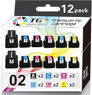 (12-Pack) TG Imaging Compatible HP 02 Ink Cartridge HP02 | 2X 6 Color | Bundle Combo Set Work in Pho