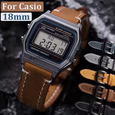 18mm Vintage Retro Leather Strap For Casio Mod Kit F91W W-800H SGW400 F84 F105/108 A158/168 AE1200/1