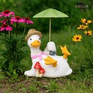 KISSCA Duck Umbrella Ornament, Handicraft Simulated Umbrella Duck Statue, Kawaii Model Crafts Collec