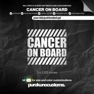 CANCER ON BOARD Cutout Sticker Decal for Motorcycle, Car, and Bike | PUROKUNO CUSTOMS
