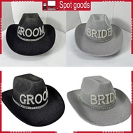 XI Bride Glitter Hat with Hand Beading Blingbling Crystal Cowgirl Hat Beaded Heavy Cowgirl Hat for B