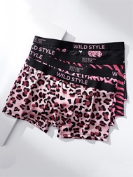 4-Pack Mens Polyester Boxer Briefs: Trendy Leopard & Zebra Prints Multiple Sizes Comfortable Fashion