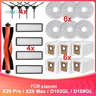 For  Robot Vacuum X20 Pro / X20 Max / D102GL / D109GL Spare Parts Main Side Brush Hepa Filter Mop Pa