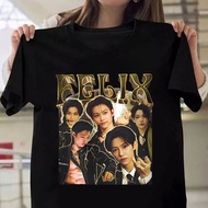 FELIX Stray Kids Men's T-Shirt Korean KPopWanita LatestAlbum Stray Kids Felix Korean Style Short Sle