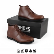 Genuine Leather Shoes - SAUQI Signore Brown - Men's Shoes - boots - free socks 