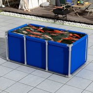 Thickened canvas fish pond with bracket, household breeding water tank, tarpaulin outdoor storage ta