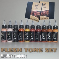 ชุดสีFLESH TONE SET>1กล่อง=10ขวด>MUMMY Tattoo ink 1oz from China