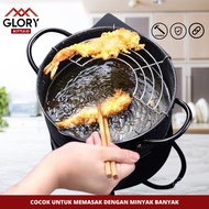 GB - 2-in-1 Frying Pan with Non-Stick Drain - 20CM Deep Frypan - Multifunctional Thick Ear Drain Coo