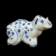 Barang Antik Patung Porcelain Gajah Tempat Tinta Cina Utuh Tua Kuno