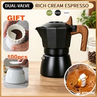 Dual‑Valve Moka Pot Coffee Maker Set With Tamper &  Filter Paper Home Espresso Coffee Brewer