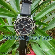 Jam tangan pria CAESAR 1002 Tali kulit hitam body silver