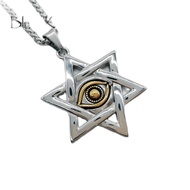 Black Knight 2 tone Star of David eye pendant necklace Stainless steel Hexagram Jewish David star ne