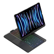 เคสไอแพดสำหรับไอแพด11 A16 2025 360 ° ABS แบบหมุนได้คีย์บอร์ดบลูทูธมีไฟพื้นหลังแข็งกันกระแทก ° แผ่นรอ