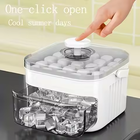 Large Capacity Single Ice Cube Tray with Lid Perfect for Small Fridges Double Layer Storage Containe