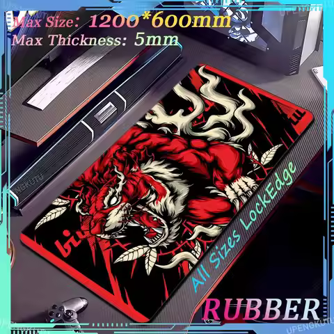 Tiger Oversized MousePad Red Chinese Dragon Desk mat Game Pad Laptop Japanese Anime Game Keyboard Ru