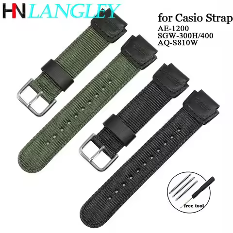 Nylon Watch Strap for Casio for G-SHOCK AE1200WH 1300 AQ-S810W SGW-300H 400 500 AEQ-110W Men Canvas 