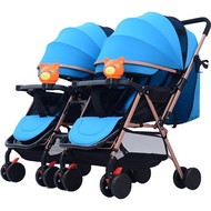 Huaying Twin Baby Stroller Detachable Two-Way Double Lightweight Reclining Foldable Triplets Trolley