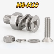 [XJK] Screw M8/M10 Flat Head Screw Combination 304 Stainless Steel Countersunk Head Screw Washer Set