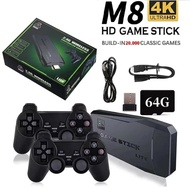 4K Video Game Stick Wireless M8 Controller Gamepad Built-in 20000+ Games 64G Retro Handheld Game Player HD TV Game Stick For Kid
