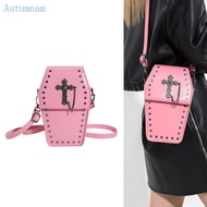 AUTU Coffin Shaped Bag Versatile Purse Trendy Bag Halloween Gothic Bag Cellphone Bag