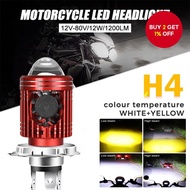 LED Headlight Bulb 1PC H4 HS1 H6 BA20D Hi Lo Beam With Lens Cooling Fan Yellow White