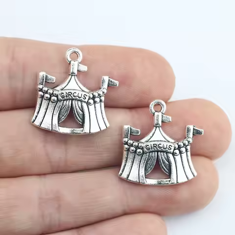 Newest 10Pieces 21*23mm Mixed Alloy Antique Silver Color Comedy Circus Charms Keychain Pendant For D
