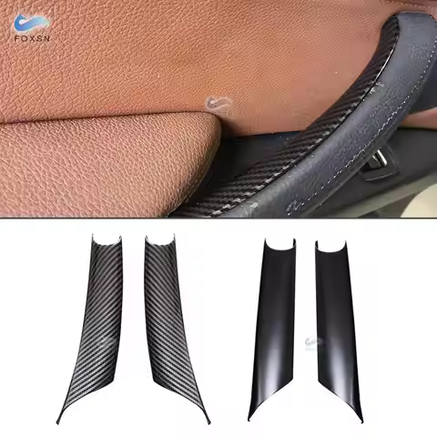 For BMW X5 X6 E70 E71 F15 F16 Car Interior Carbon Fiber Texture Door Pull Handle Protective Cover Tr