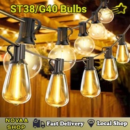 15M 30Bulbs ST38/G40 Solar Bulb String Lights Outdoor Waterproof Patio Lights Garden Solar Lights