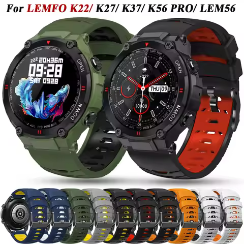 22mm Silicone Watch Compatible With LEMFO K22 K27 K37 C22 LEM56 DM50 Watchbands Breathable For K22 P