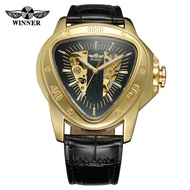 T-WINNER/WINNER 8081 Men's Triangle Mechanical Watch Hollow Transparent Bottom Watch Belt Foreign Tr