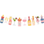 10pcs Cute Champagne and Other Beverage Bottles and Glass Banners, Give Her 21st Birthday Decoration