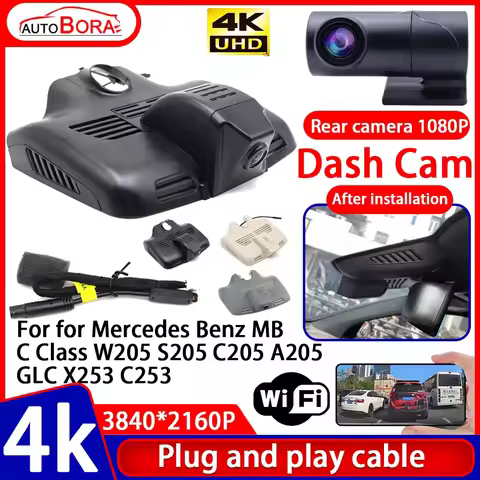 Video Recorder 4K UHD Plug and Play Car DVR Dash Cam Camera for Mercedes Benz MB C Class W205 S205 C