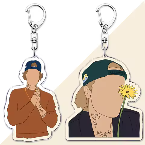 Popular Singer Keychains for Accessories Yummy Love Belieber Drew Bear Peach Music Keyring Fans Frie