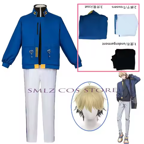 ♥ New 2026 Felix Cosplay Anime Link Click Liu Xiao Cos Wig Xavier Xia Fei Costume Blue Coat Uniform