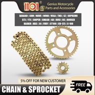 1101 HONDA MOTORCYCLE XRM/WAVE125/TMX/TMX ALPHA/SUPREMO/RS150, CHAIN, REAR, ENGINE SPROCKET SET