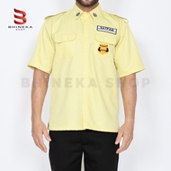 Seragam Gaia Security Satpam Lengan Pendek Warna Cream Terbaru