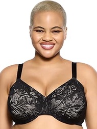 | Jessamine Unlined Side Smoothing Minimizer Bra | 32C - 44H | Back & Side Smoothing Lace (Black, 44