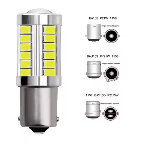 2x 1156 LED BA15S P21W PY21W BAY15D 5630 5730 33SMD LED Bulb BAU15S P21/5W 12V For Signal Lights Rev
