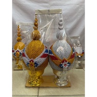 พานพุ่มเงินทอง พุ่มผ้าเงินทอง เบอร์45678 (คู่ละ) พานเทียนแพร กรวยบวช พานขมา