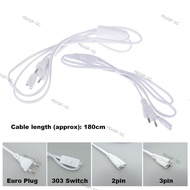 1.8m Lighting Accessory 250V EU Plug Cord Extension with ON/OFF Switch Cable For T5 LED Tube T8 Powe